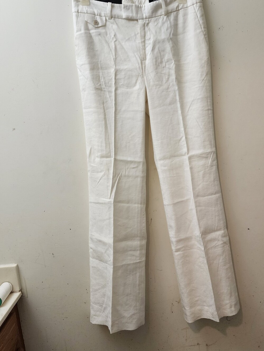 Club Monaco NWT White Linen Blend Mid Rise Bootleg Trousers 10 Lined Career Vaca